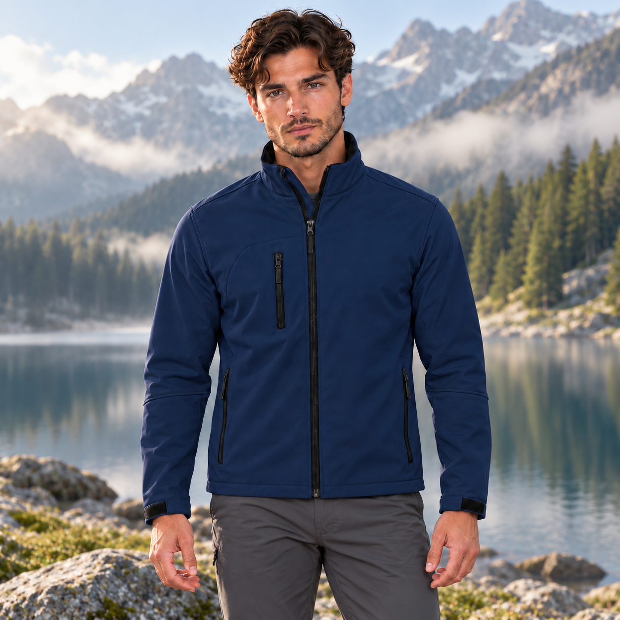 Μπλε softshell δίπλα σε αλπική λίμνη-1